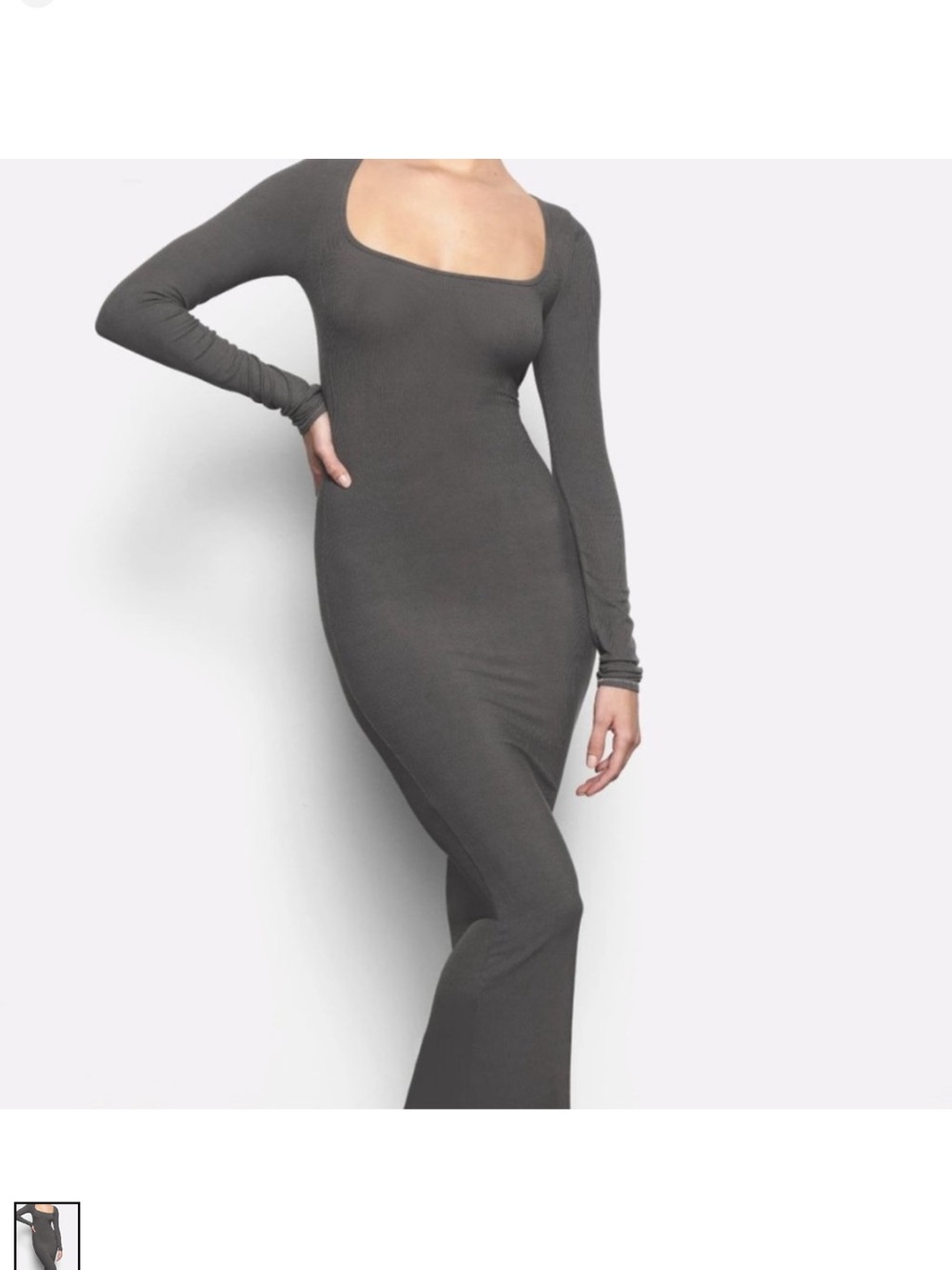 SKIMS soft lounge long sleeve dress GRAPHITE SIZE XL NWT